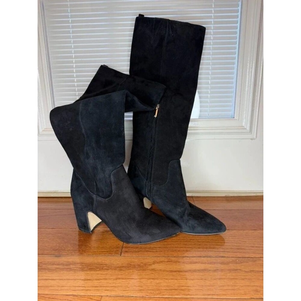 Sam Edelman Black Suede Knee High Boots Size 7 Pointed Toe